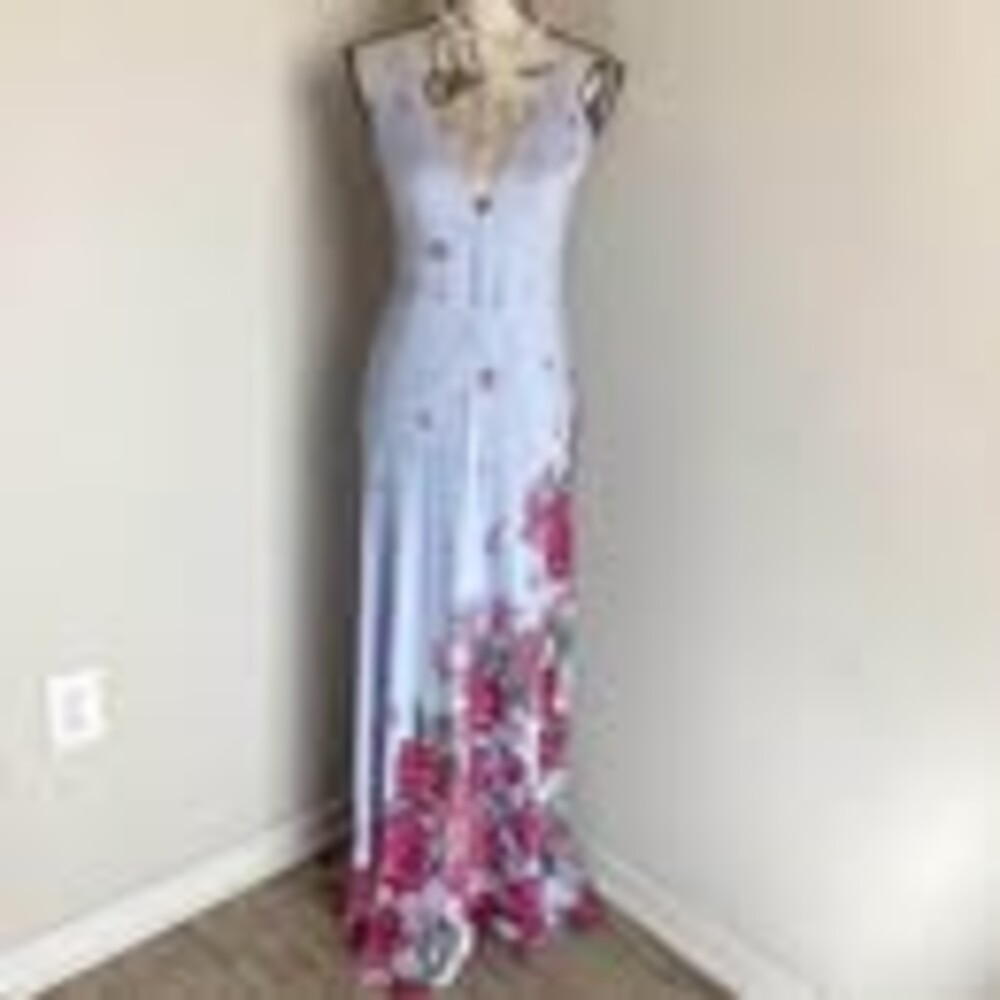 Free People "Get to You" printed maxi dress in the Hydrangea Combo colorway